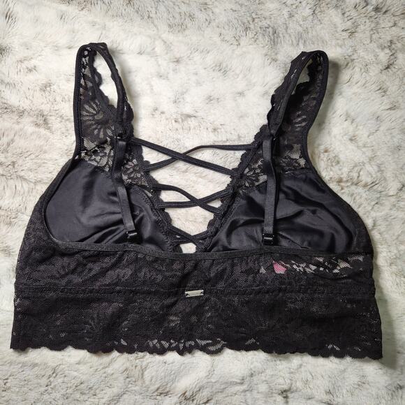 Victoria's Secret Pink Black Lace Strappy Bralette Size Small - Picture 4 of 4